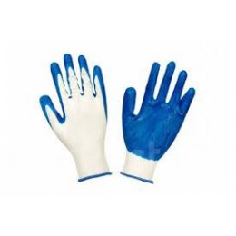Перчатки синтетические синий облив белые M-L (8-9)