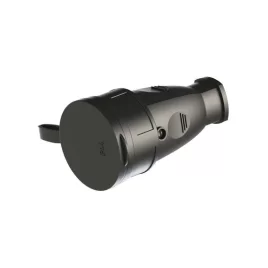 Tena розетка 2Р+Е с крышкой, IP44, переносная, черный