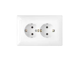Розетка 2-ая (скрытая, с/з) белая, Стиль, BYLECTRICA