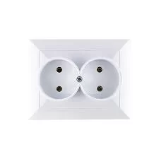 Розетка 2х2Р с рамкой  белый , OPBL-GPT5-RA