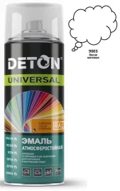 Эмаль акриловая аэрозольная DETON UNIVERSAL белая матовая, 520мл