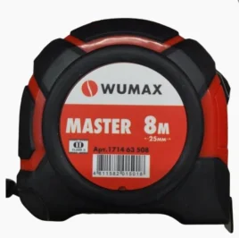 Рулетка 8м х 25мм измерительная магнитная 2 класс WUMAX