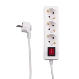 Удлинитель 3 гнезда 3м 10А/2,3кВт с з/к и выкл. ПВС 3*0,75 POWERMAN