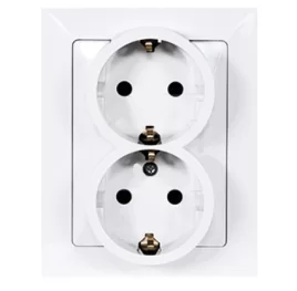 Розетка 2х2Р+Е c рамкой бел , OPBL-GPT7-RA