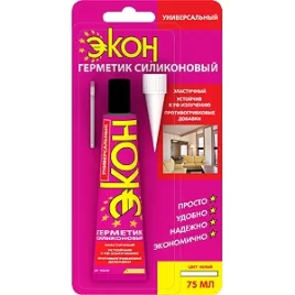 Герметик универсальный силиконовый белый Экон, 70 мл