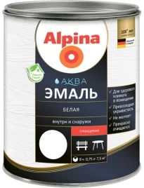 Эмаль акриловая  ALPINA АКВА для окон и дверей глянцевая 0,9кг