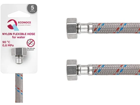 Подводка гибкая, Nylon, иголка м10 длинная - гайка 1/2" 50 см ECONOCE (6 Bar, 90°С) в Гомеле