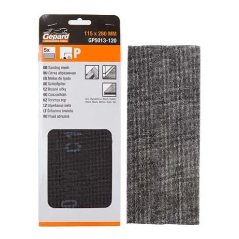 Сетка абразивная 115х280мм Р180 5шт GEPARD в Гомеле