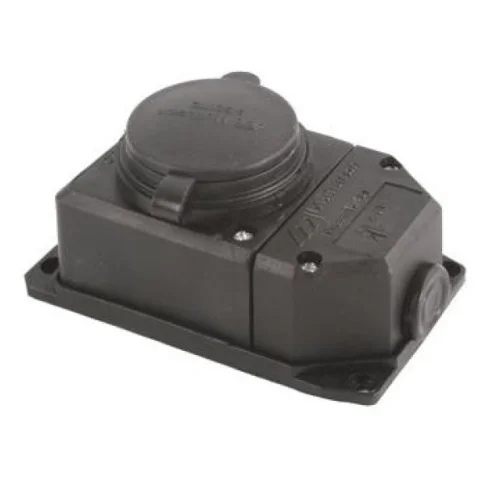 010-083-500296 Tena розетка 2Р+Е с крышкой, IP44, моноблок, черный в Гомеле