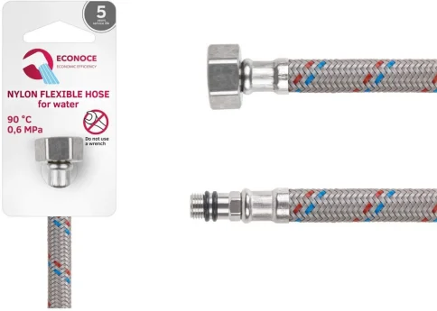 Подводка гибкая, Nylon, иголка м10 короткая - гайка 1/2" 50 см ECONOCE (6 Bar, 90°С) в Гомеле