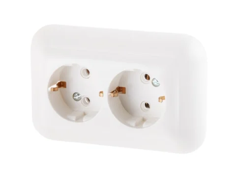 Розетка 2-ая (скрытая, с/з) белая, Эконом, Юпитер (JP411-03) в Гомеле